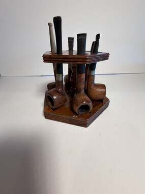 Vintage Decatur Industries Hexagonal 6-Pipe Carousel Stand with Assorted Pipes